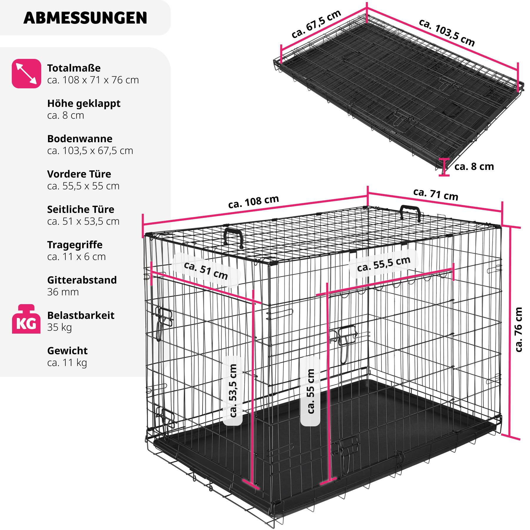 Hundekäfig-Gitterbox Luna