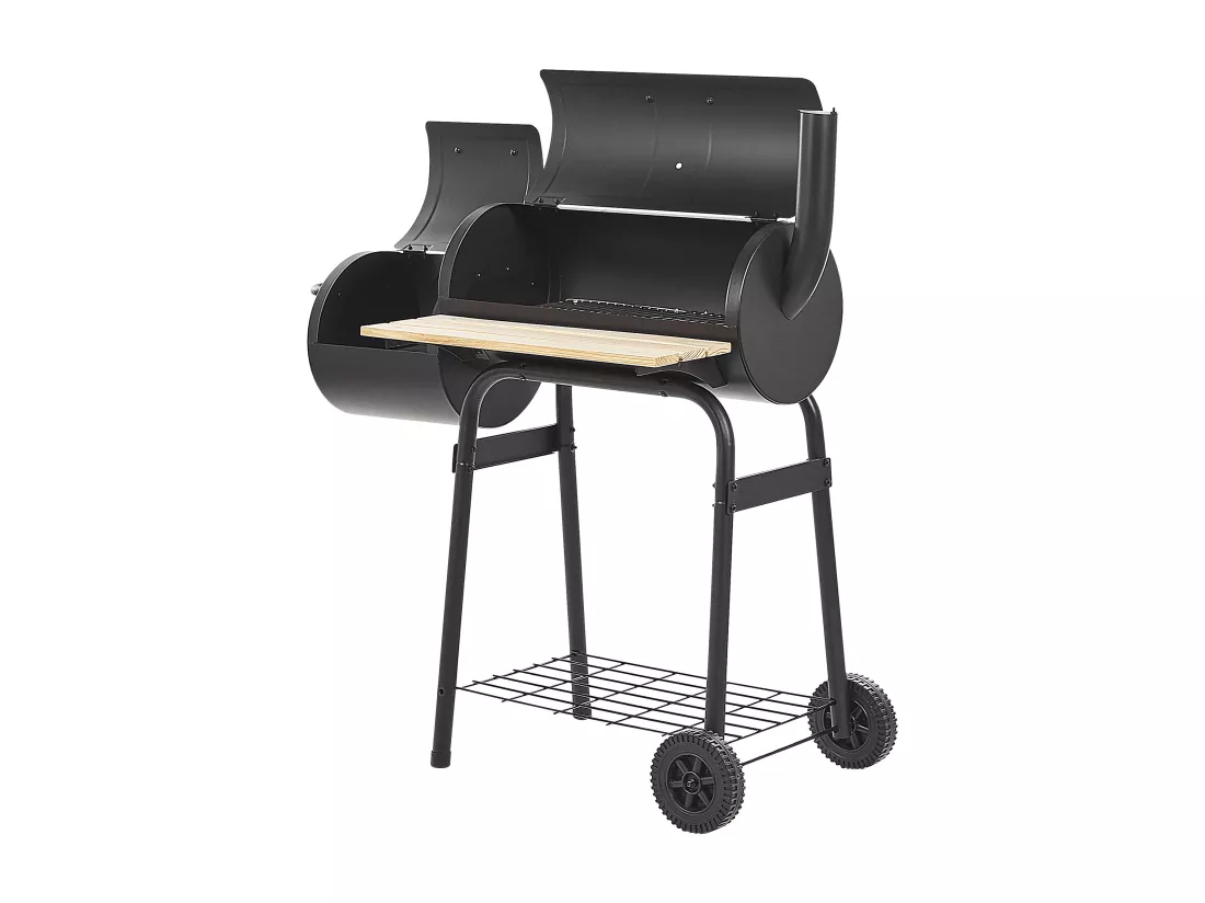 Gril à charbon de bois SATAH avec fumoir Métal Noir