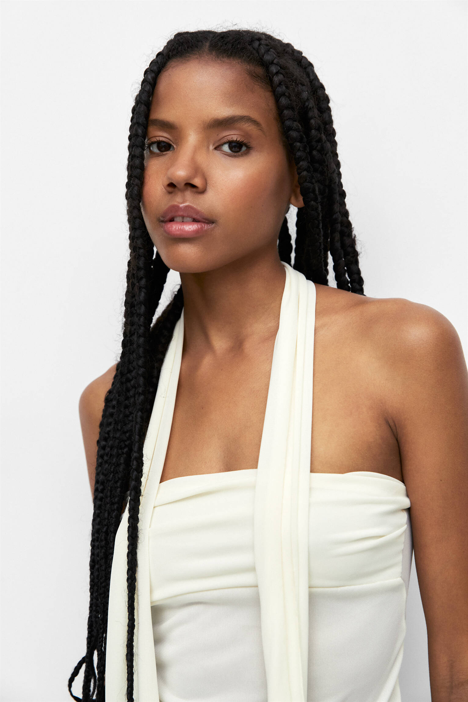Blusa de gola reta com lenço - Edição Limitada - Gelo