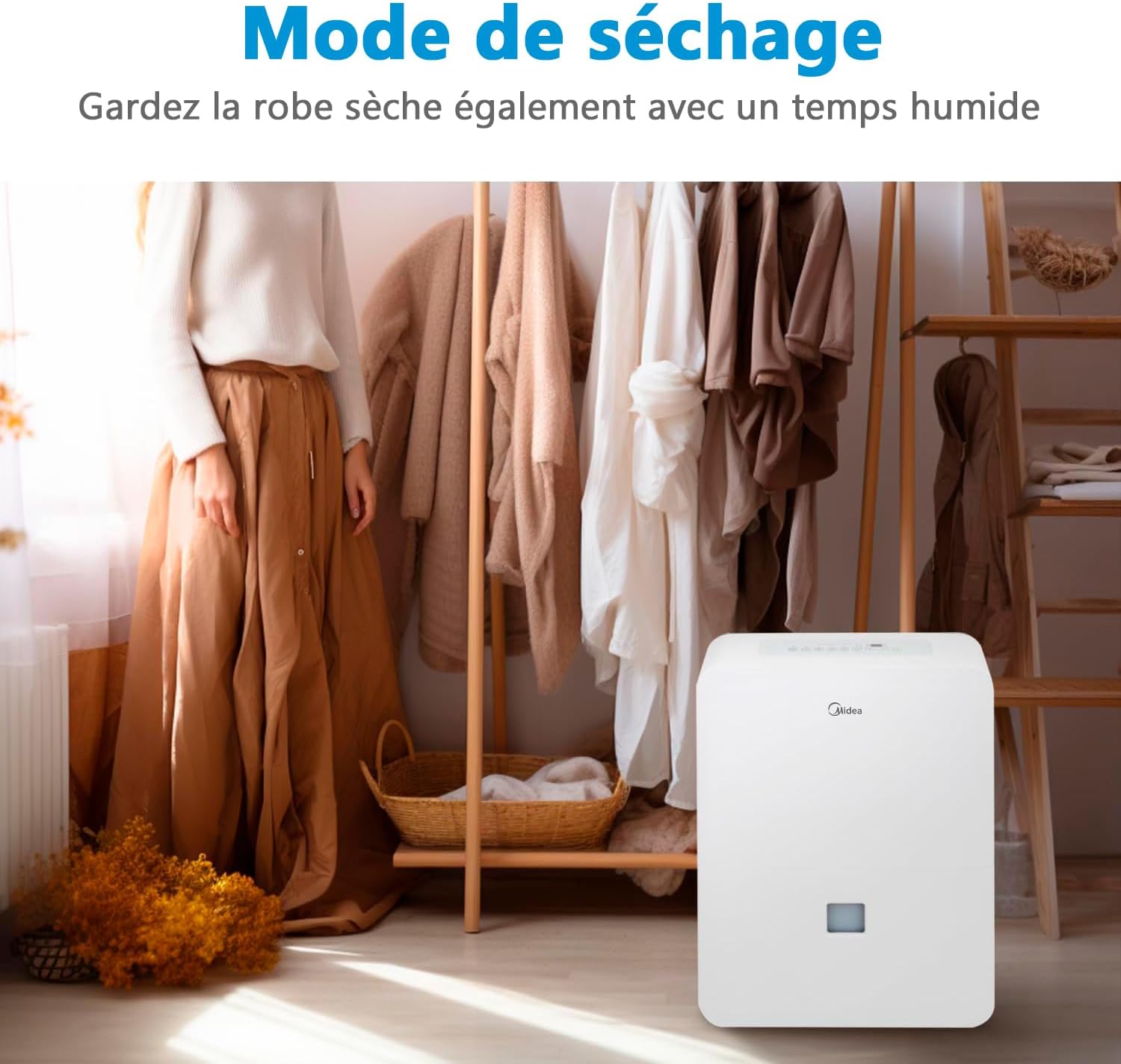 MIDEA Déshumidificateur industriel grande capacité 50 l pour humidité intérieure jusqu'à 112 m² / 300 m3 - Déshumidificateur d'humidité grands espaces avec réservoir amovible - Démufier faible