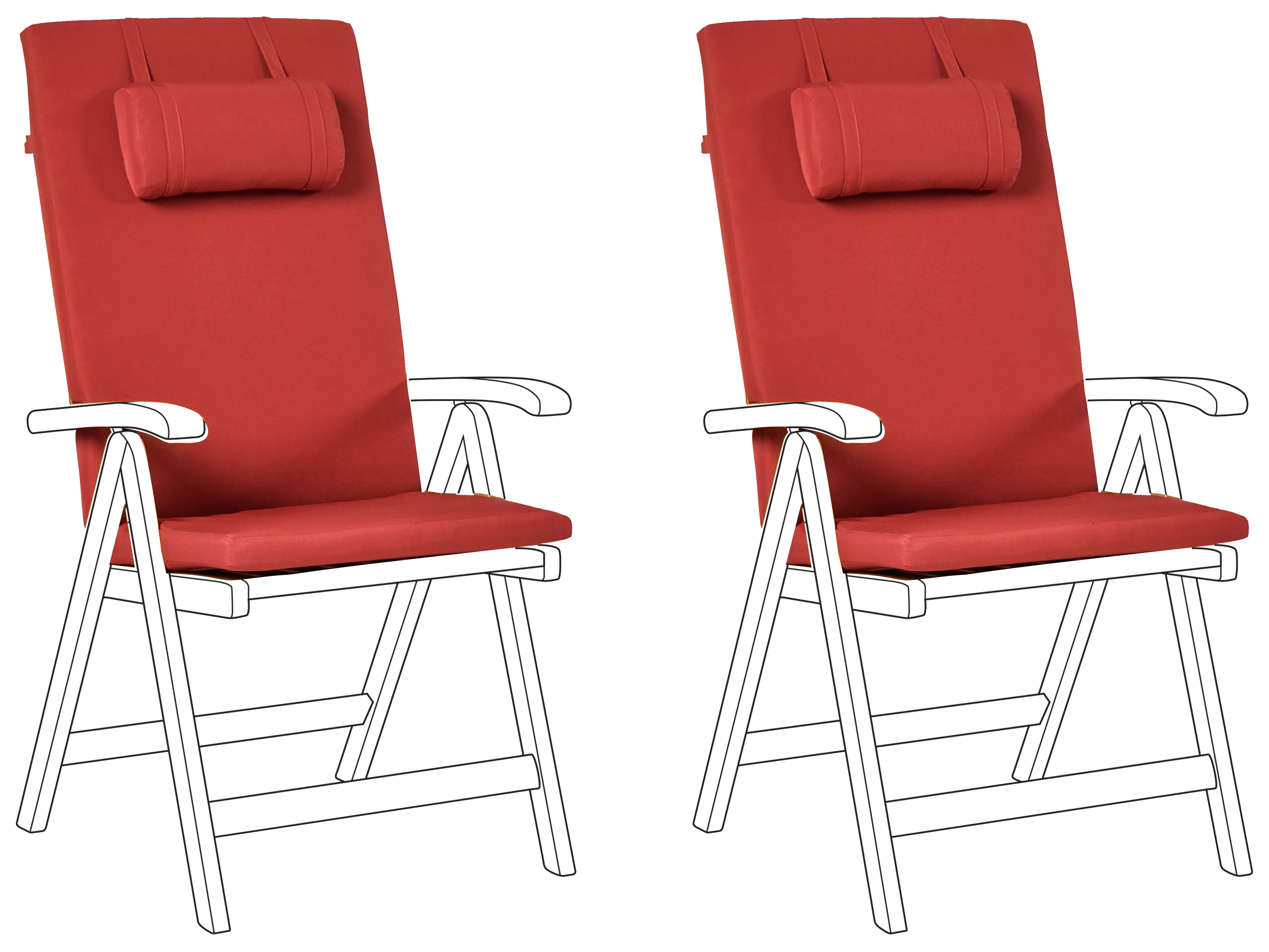 Set van 2 rug/zitkussens JAVA/AMANTEA PREMIUM 50 x 70 cm Rood