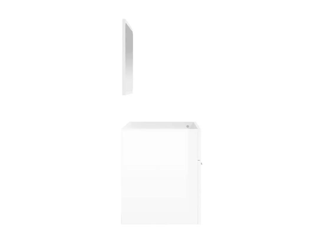 Armoire de bain avec miroir blanc brillant bois d'ingénierie