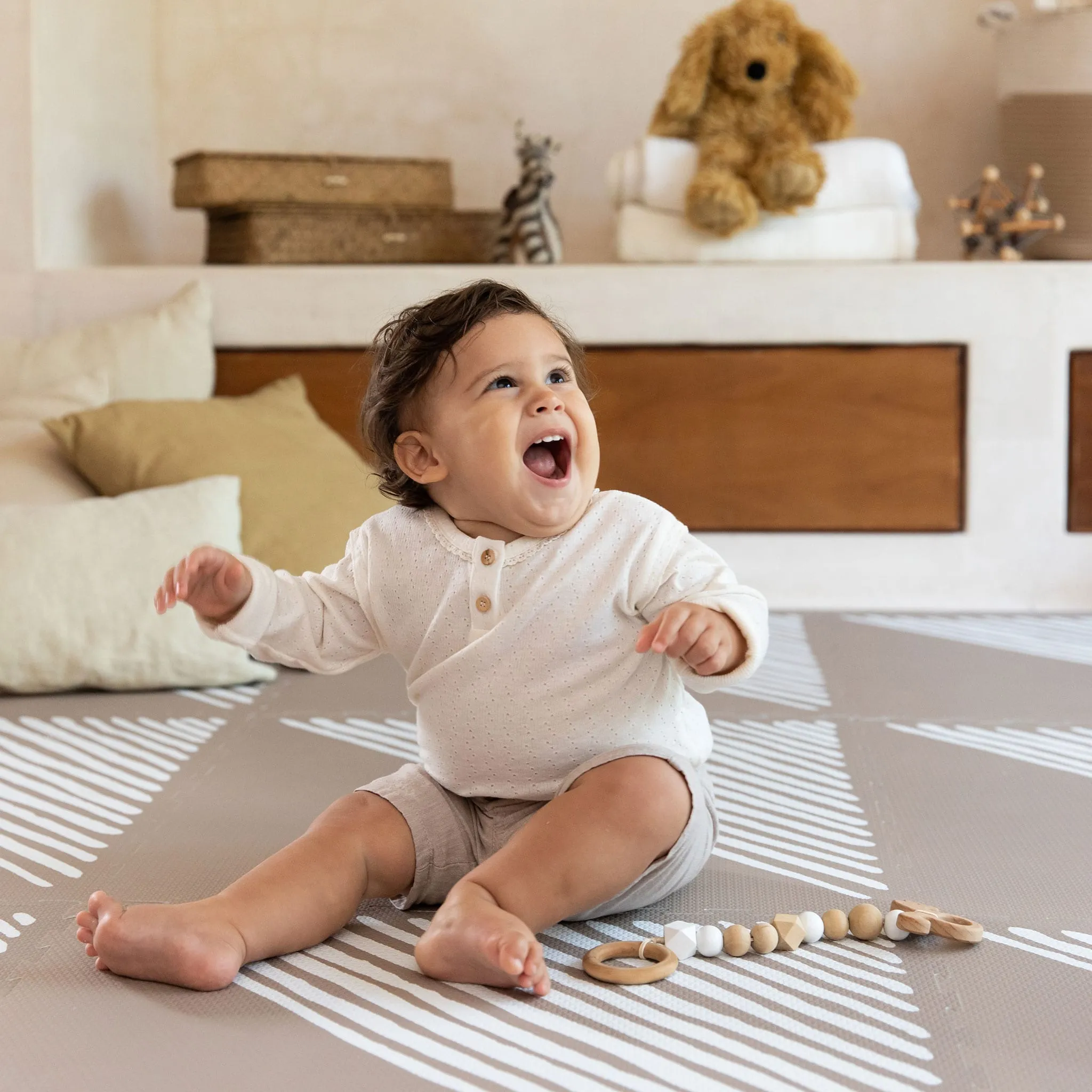 Toddlekind Tapis d'Activité - Collection Sandy Lines Tan