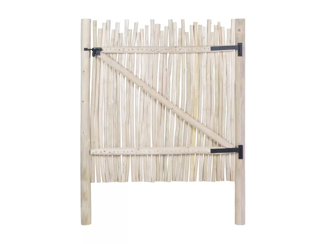 Portillon en bois de teck - L117 x H120 cm colori naturel clair - EDANA