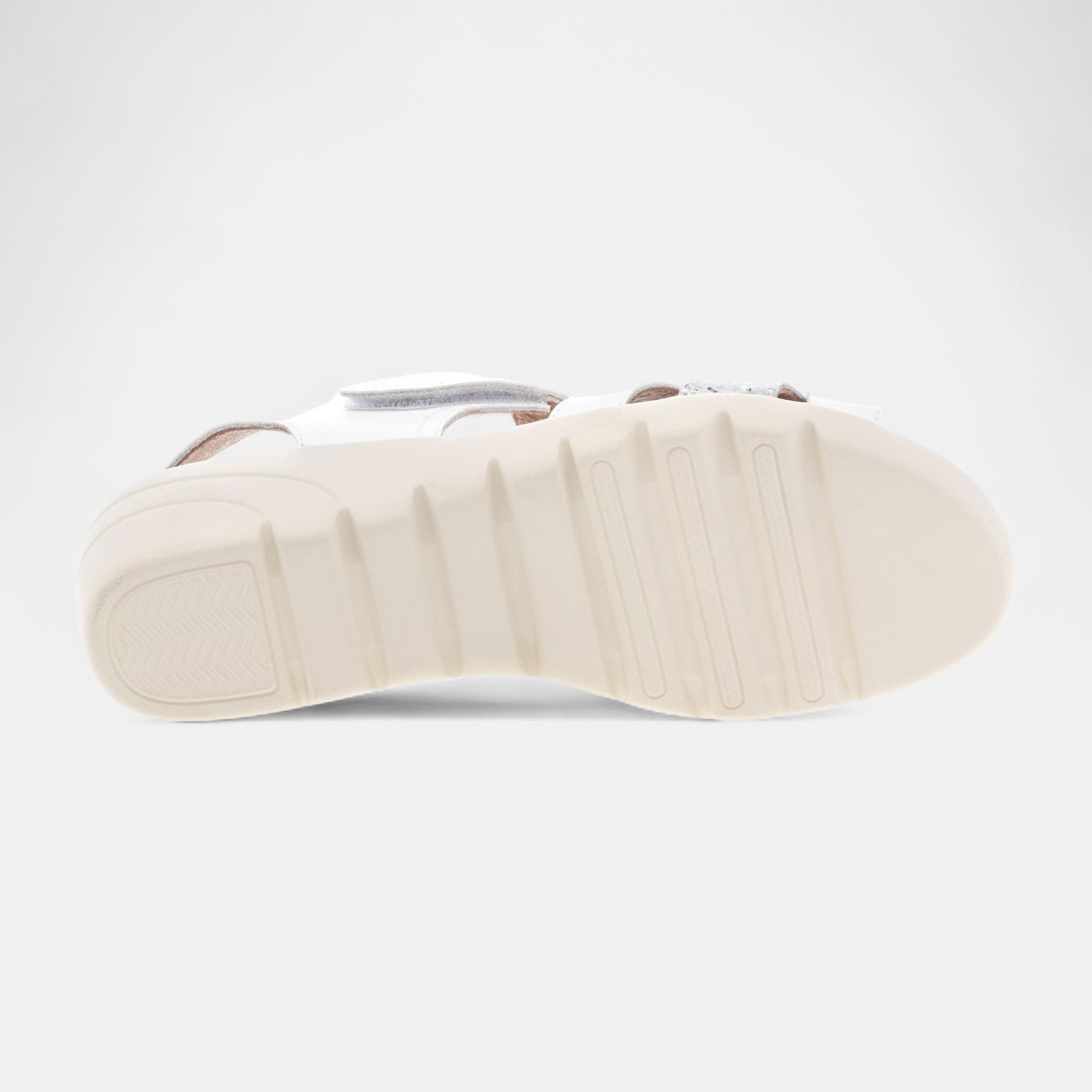 Nu-pieds confort à talon compensé Femme en cuir blanc