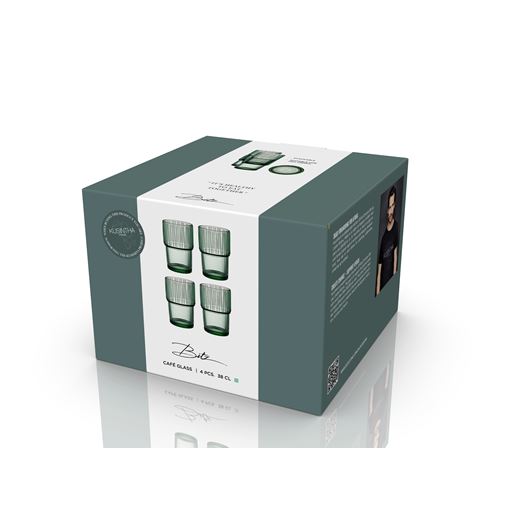 Bitz Kusintha 4-pak Cafeglas, Grøn, 38 cl