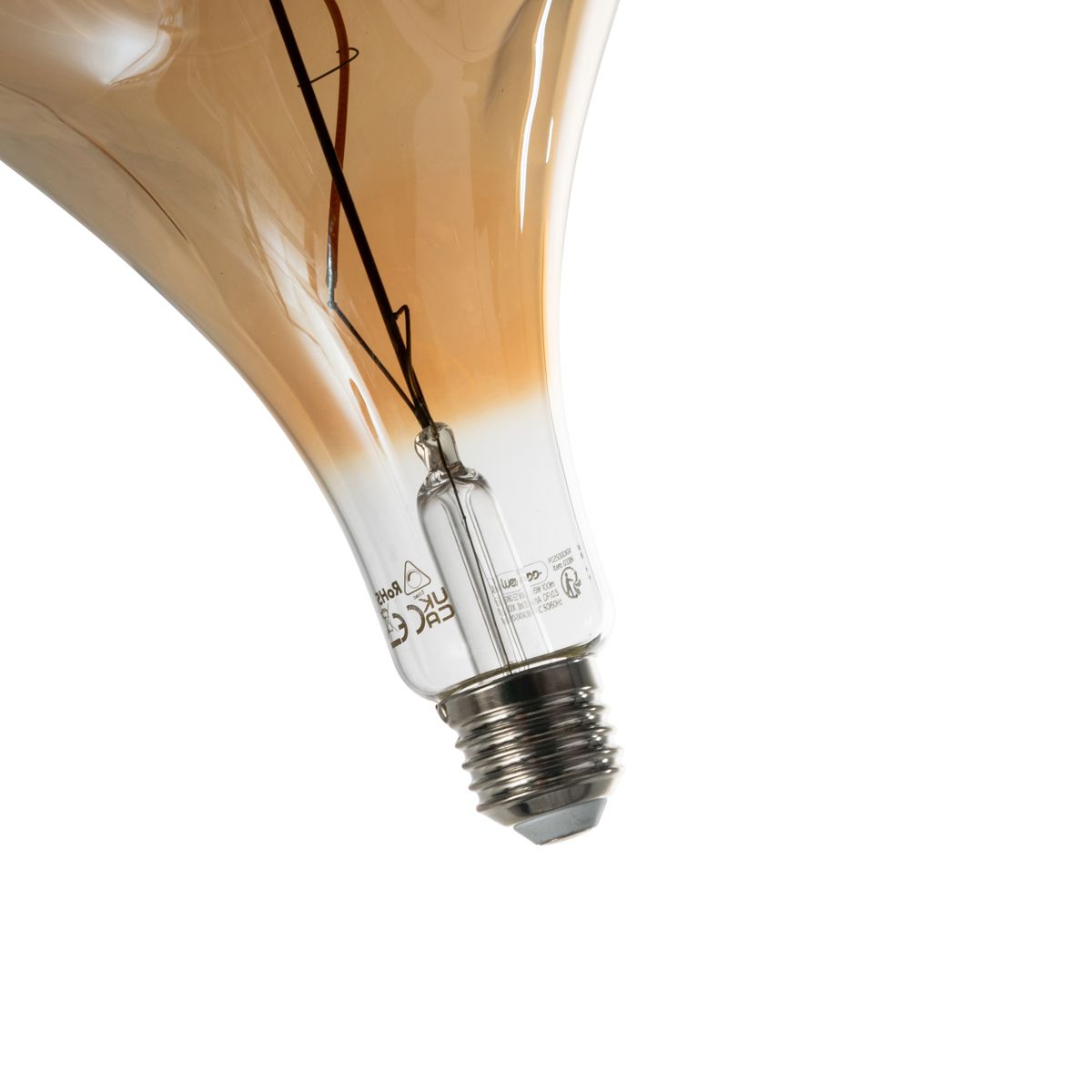 E27 dimbare LED lamp spiraal filament PS160 spiegel goud 6W 100 lm 1800K