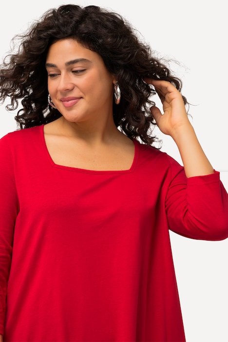 Longshirt, A-Linie, Carree-Ausschnitt, 3/4-Arm