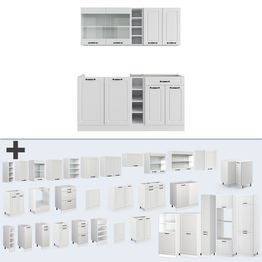 Vicco Küchenzeile Küchenblock Einbauküche R-Line Single Landhaus Weiß 160 cm