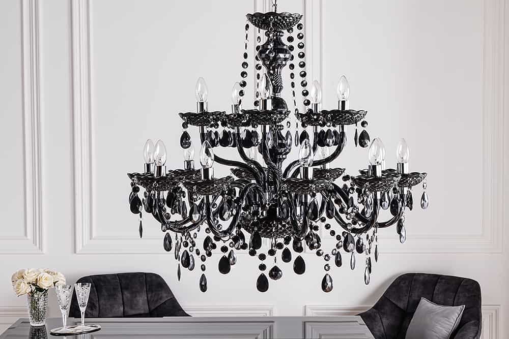 Design Kronleuchter BLACK CRYSTAL XL 80cm schwarz Acryl 15-armig Lüster