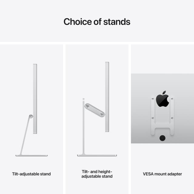 Studio Display med almindeligt glas/højde- og hælningsjusterbar stander