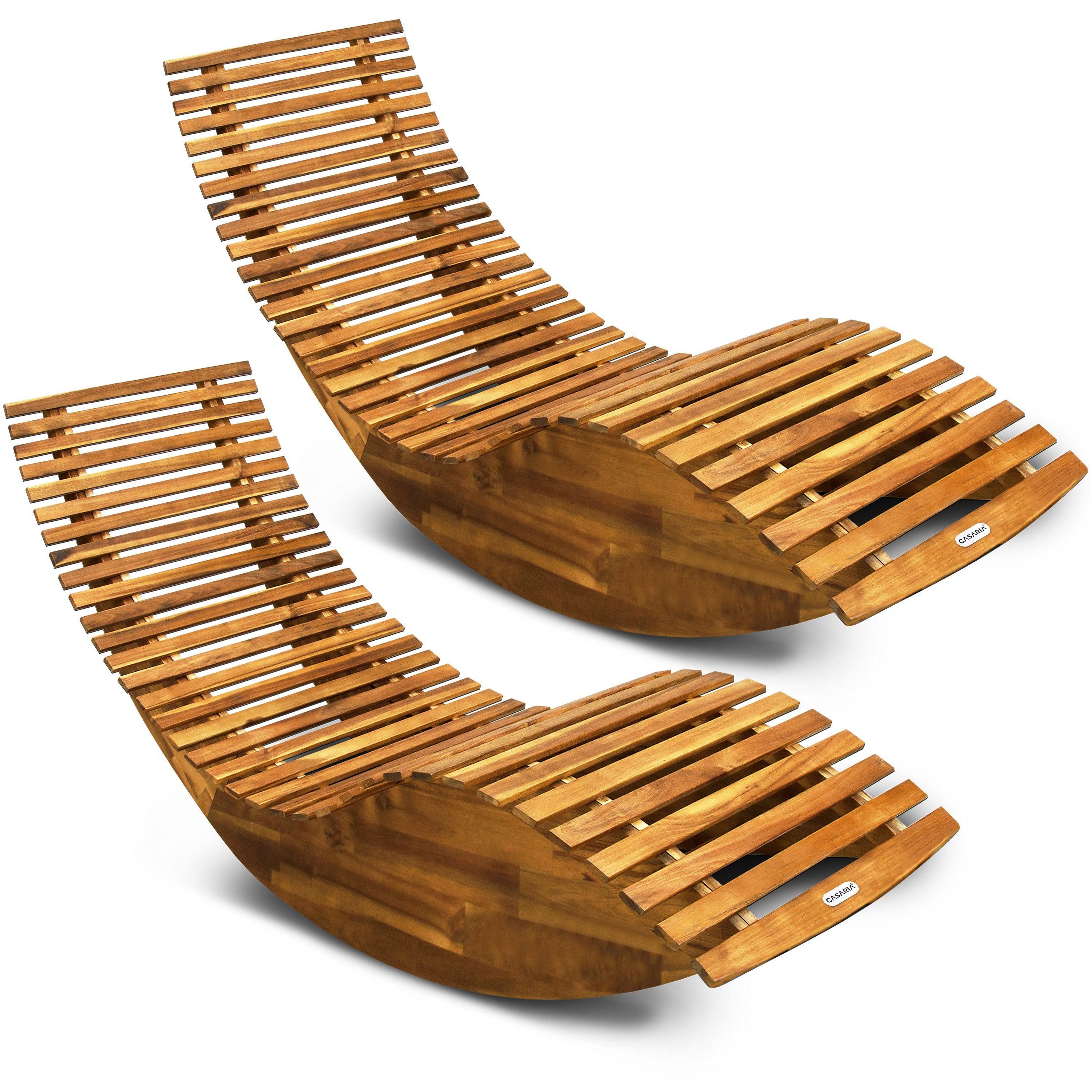 Casaria Saunaliege Java 2er-Set 154x60x78 cm Akazie FSC -zertifiziert
