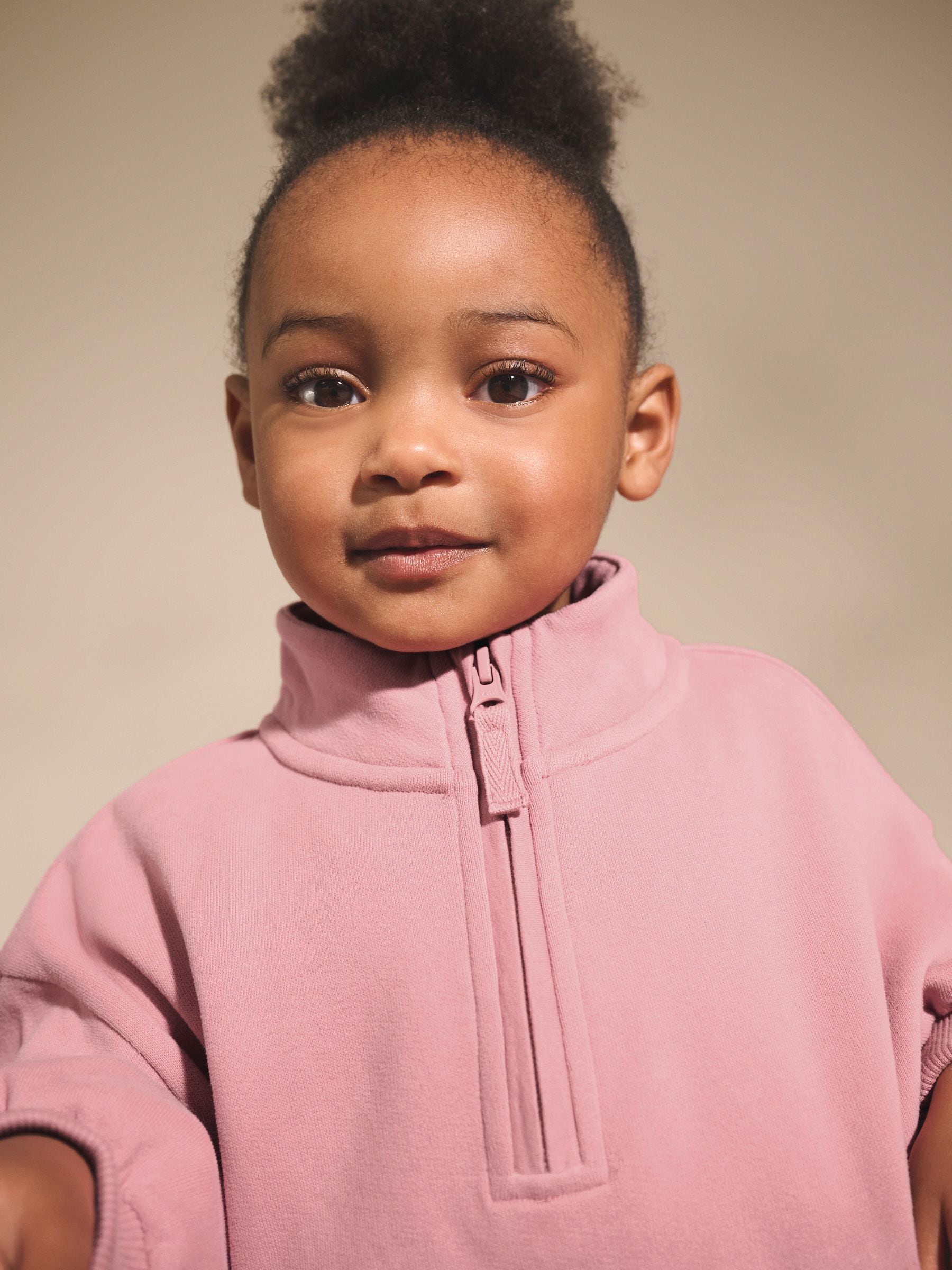Roze - Sweatshirt met kwartrits (3mnd -7jr)