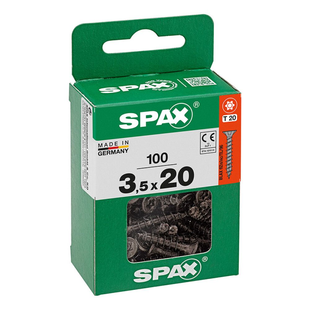 UNIVERSALSKRUE SPAX T-STAR PLUS BLAX 3,5X20MM 100STK