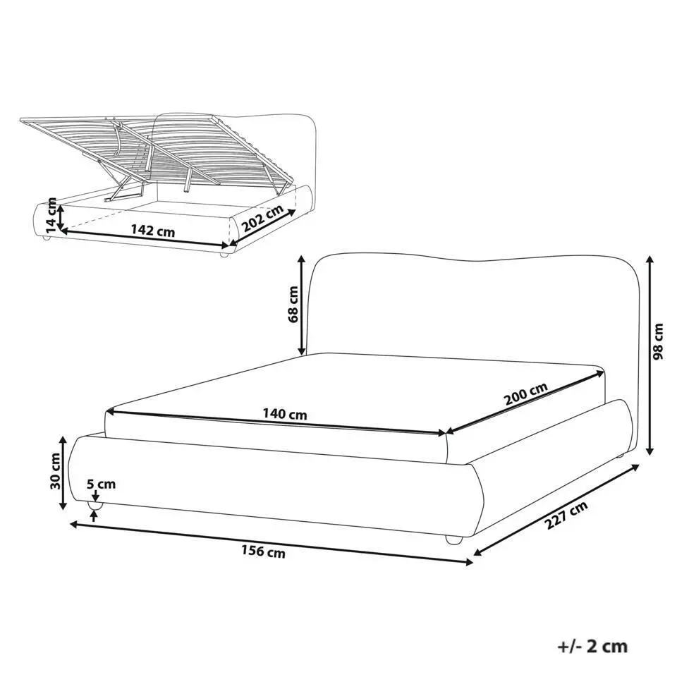 BLAGNAC - Tweepersoonsbed - Lichtgrijs - 140 x 200 cm - Stof