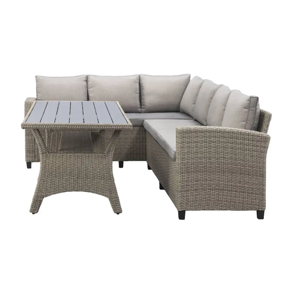 Loungeset dining Blanes - metaal/wicker - 73x180x240 cm