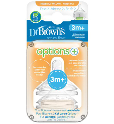 Dr Brown’s Options+ speen fase 2 brede halsfles (2 stuks)