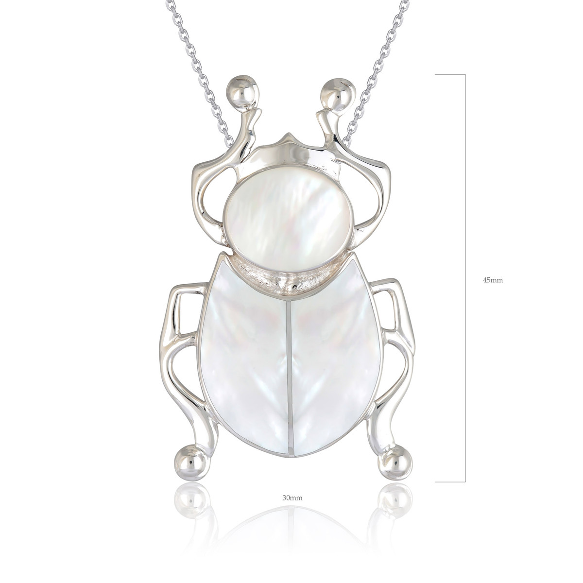 Bijoux-pendentif-figurine scarabée-Nacre blanche-argent 925 000ème-000-Unisex-Blanc
