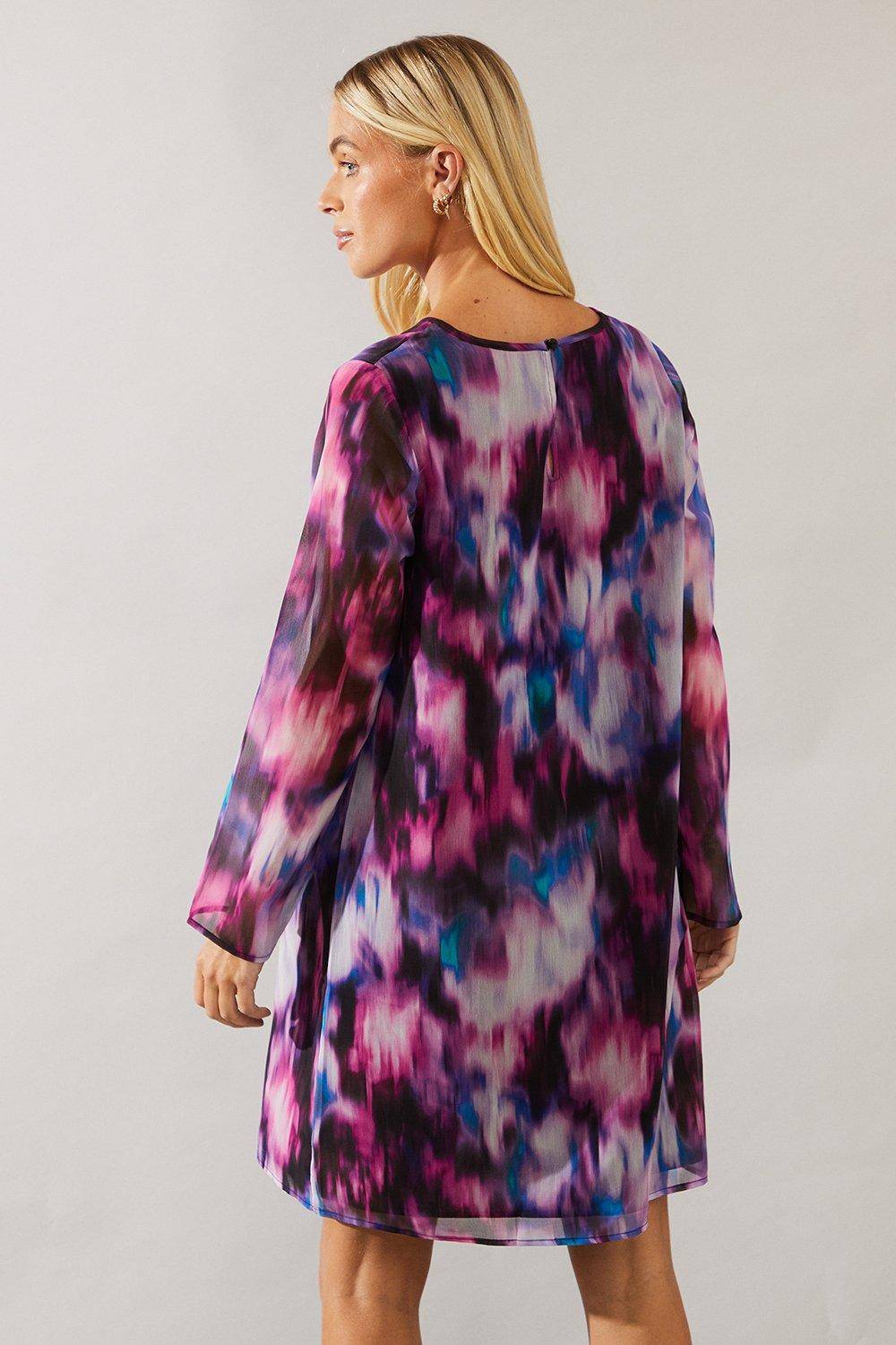 Wallis Petite Robe Droite à Détail Trou de Serrure et Motif Abstrait