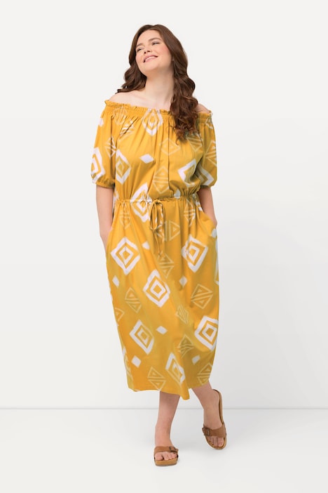 Maxikleid, Carmen-Ausschnitt, Halbarm , Biobaumwolle