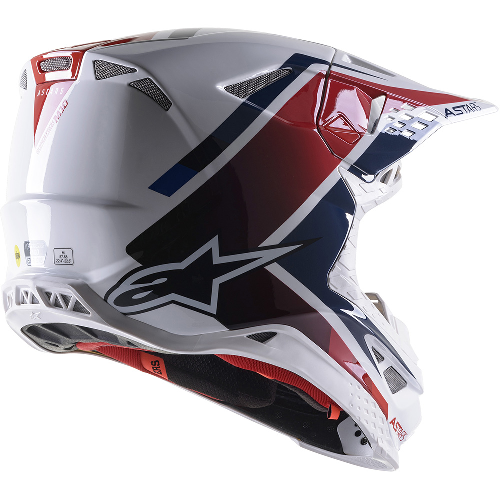 Alpinestars - Casque Supertech S-M10 CARBON META 2 Blanc / Bleu / Rouge
