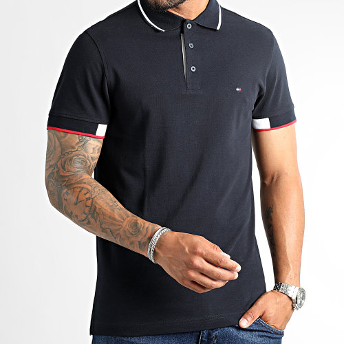 Polo Manches Courtes RWB Placket Cuff Bleu Marine