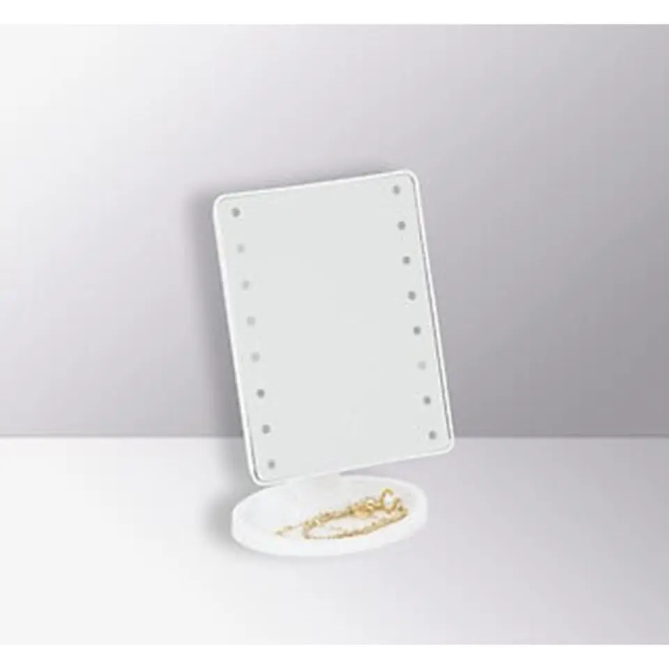 Make-up spiegel Vegas - met LED lampjes - kunststof - 16 x 28 cm
