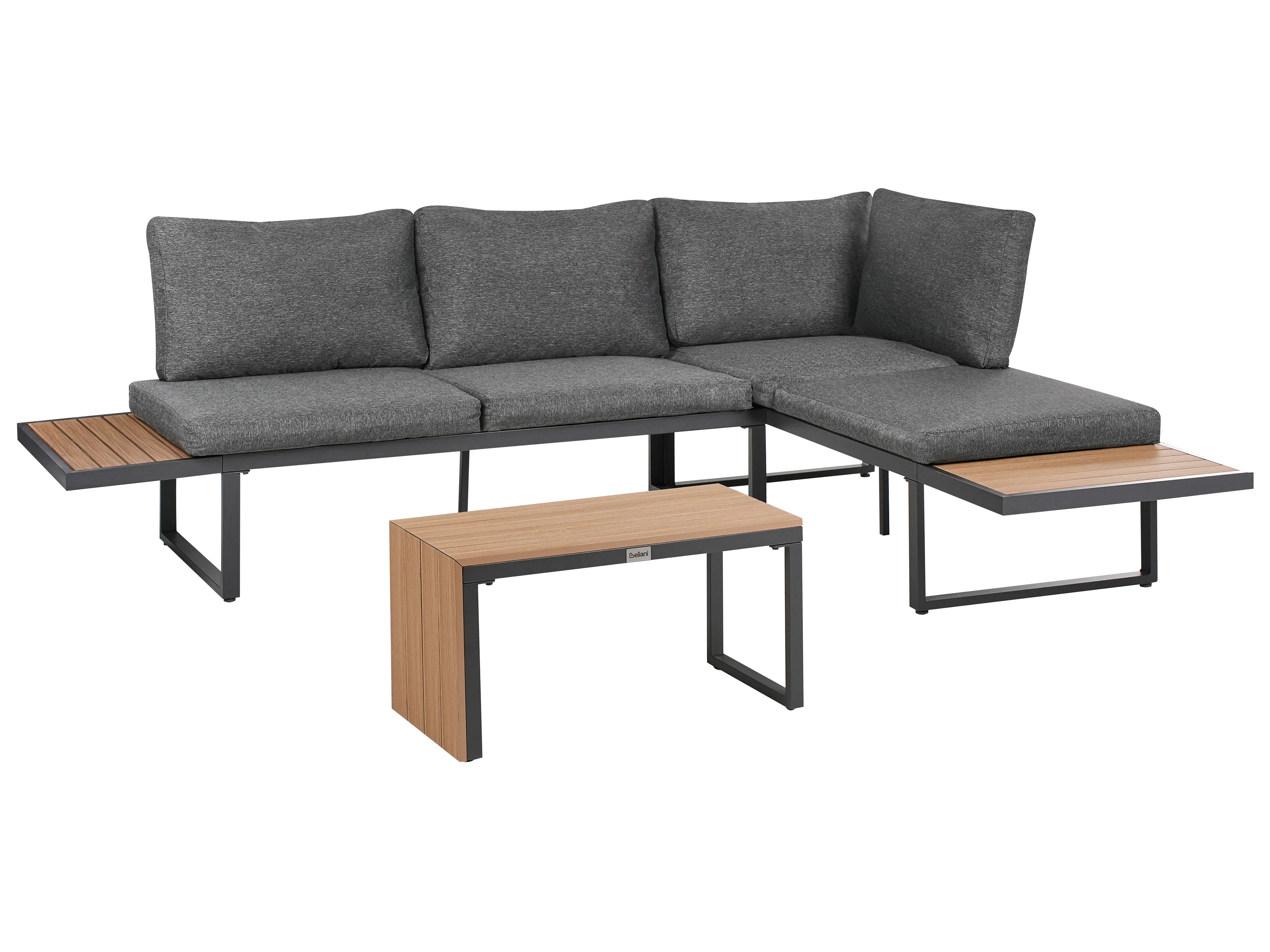 Tuin hoekloungeset met tafel 4-zits PIENZA rechtszijdig Lichtbruin/grijs