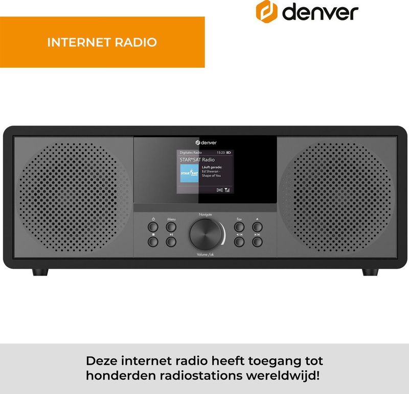 Denver Internet Radio - DAB Radio - FM Radio - CD Speler - Bluetooth - 200W - AUX/USB - MIR270 - Zwart