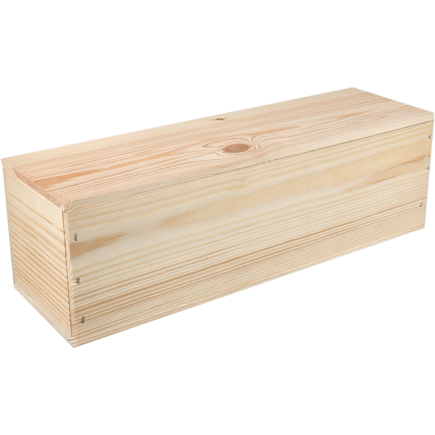 Wijnkist, 1 fles, timmerdeksel, 340x95x95mm, hout, naturel