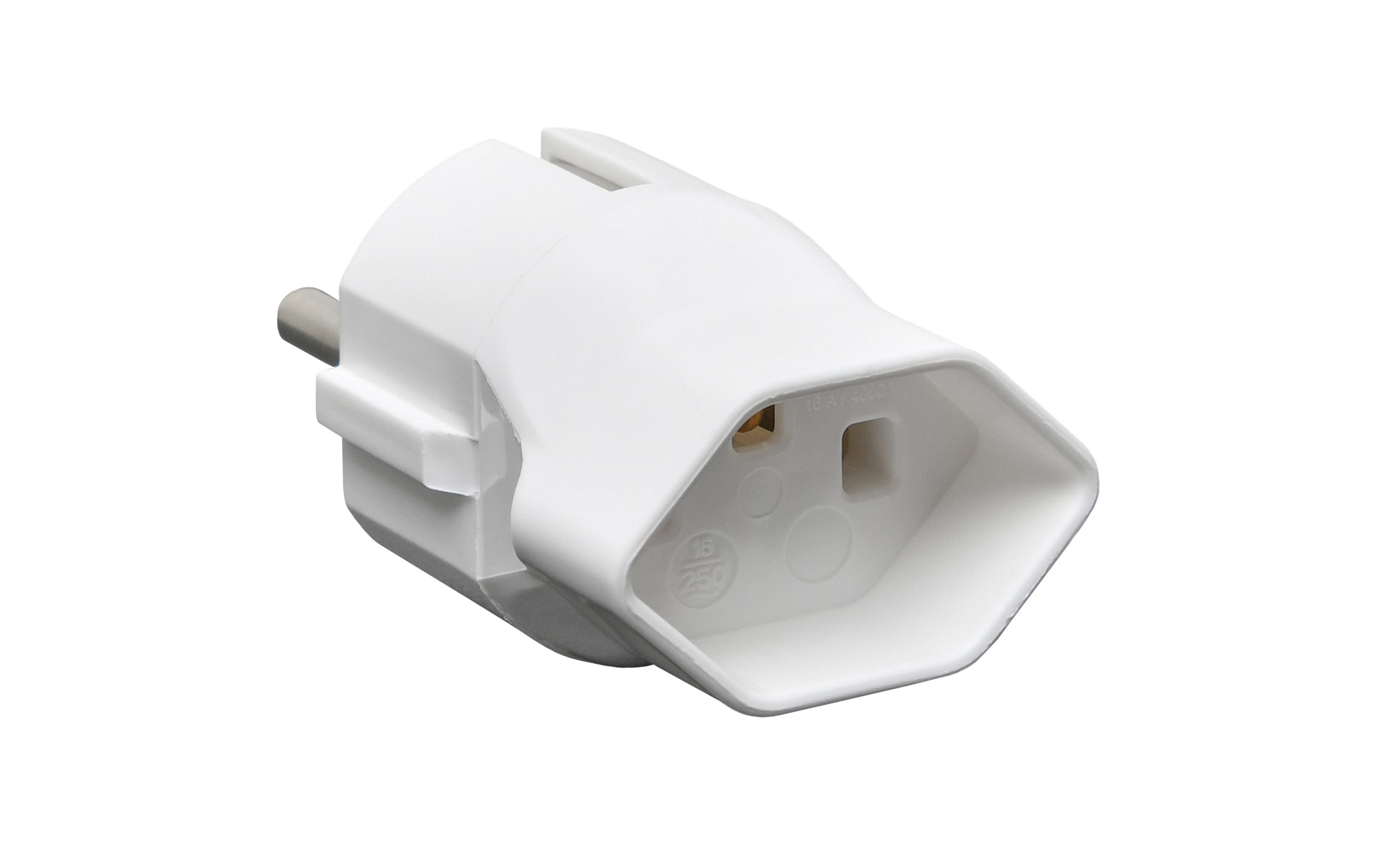 Reiseadapter CH – Schuko, WeissReiseadapter CH-T23 nach Schuko