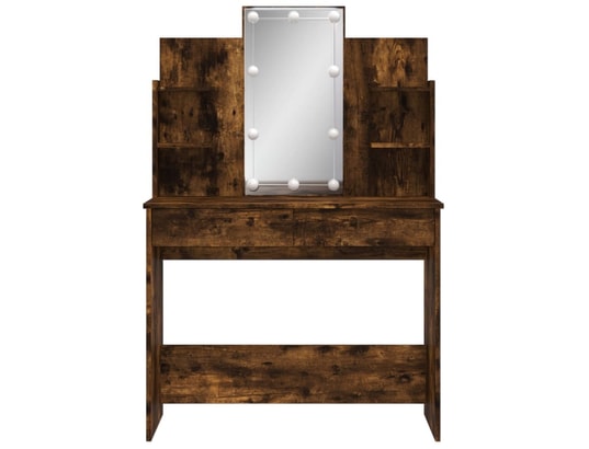 VIDAXL - Coiffeuse avec lumières led chêne fumé 96x40x142 cm