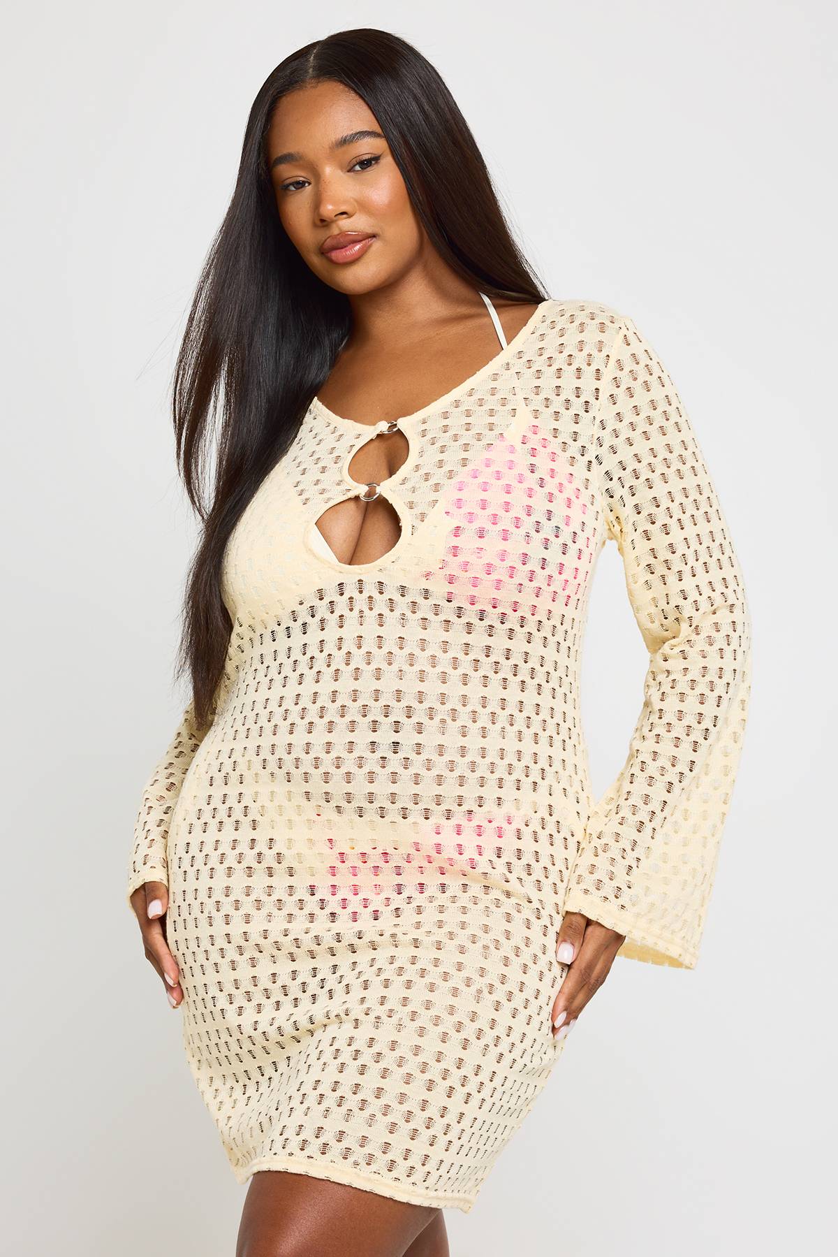 boohoo Robe De Plage Grande Taille Avec Détail Anneau En O