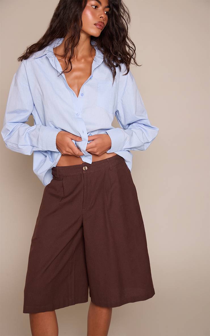 Chocolat Jort Tailleur En Lin À Plis