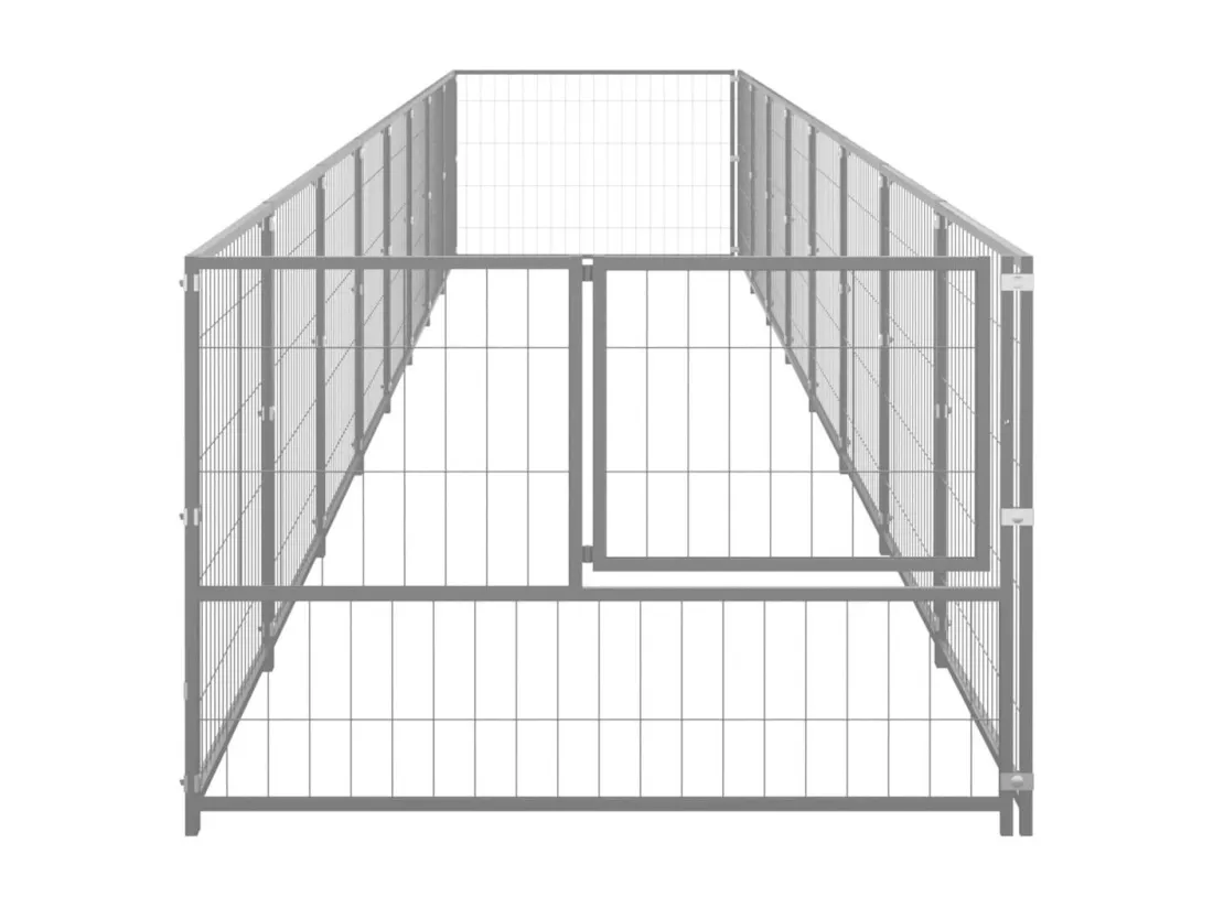 Chenil extérieur cage enclos argenté 800 x 100 x 70 cm 02_0000301