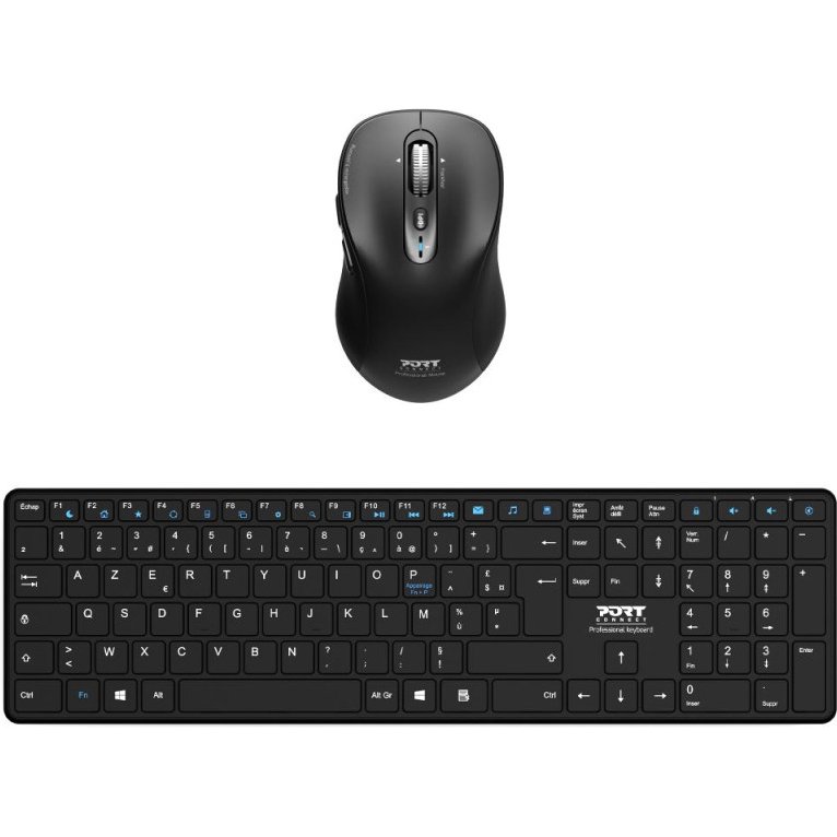 Port Designs 900907RFR clavier Souris incluse Maison Bluetooth AZERTY Français Noir