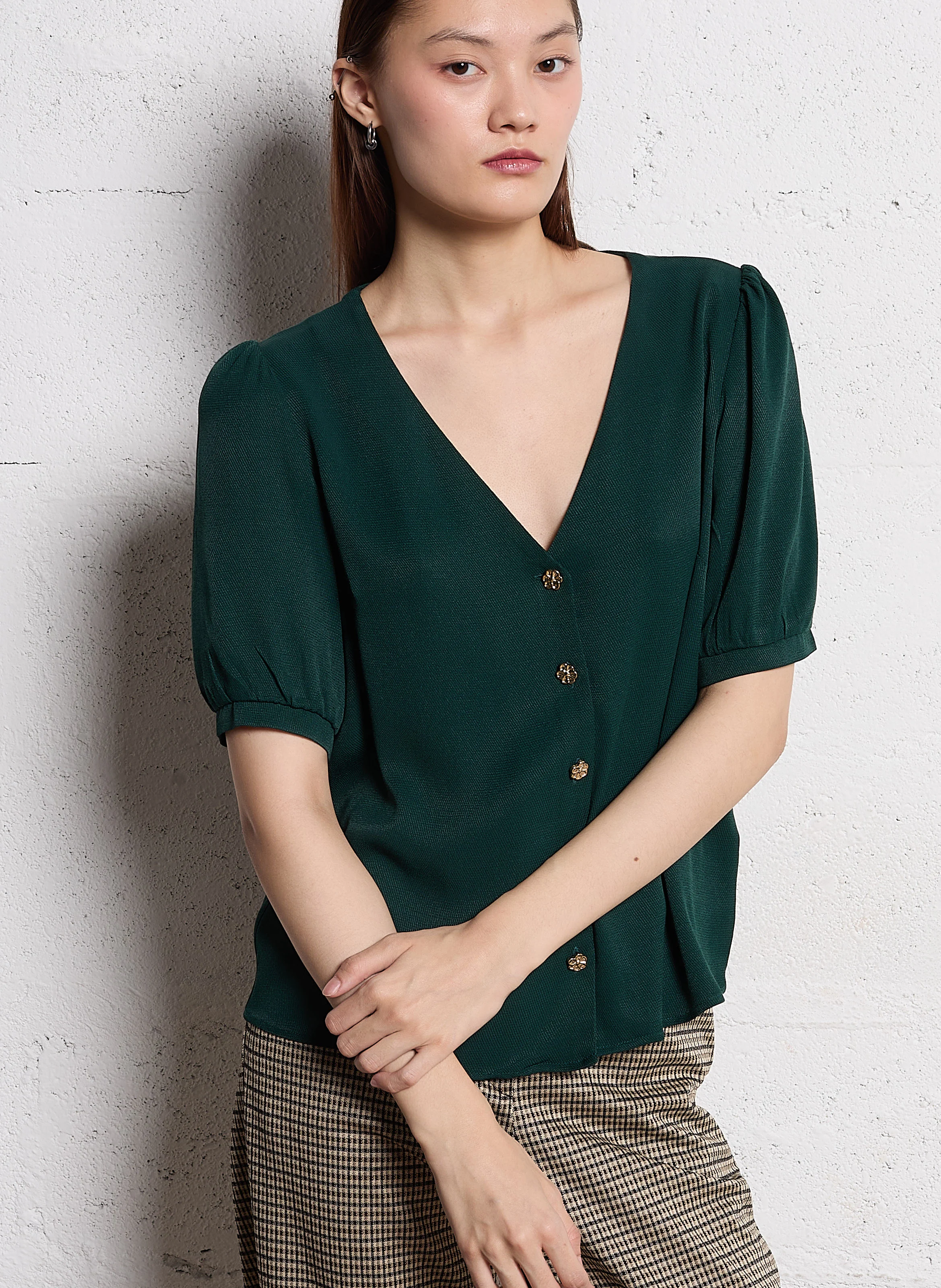 Top col V droit | Vert