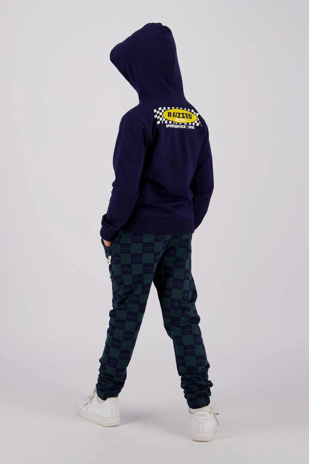 Raizzed tapered fit joggingbroek Kono met all over print donkerblauw/donkergroen