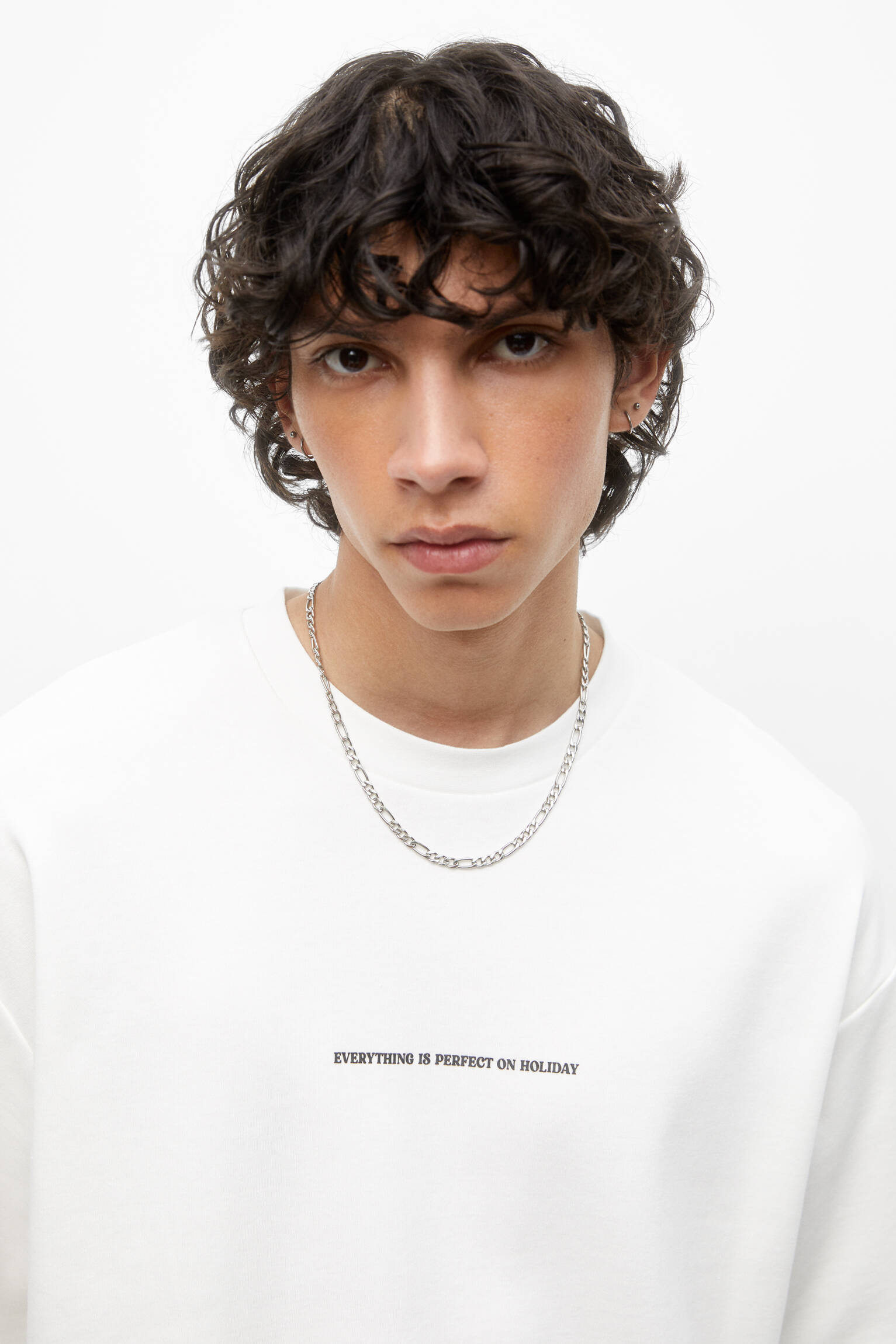 CAMISETA DE LÃ COM ESTAMPA - BRANCA SUJA
