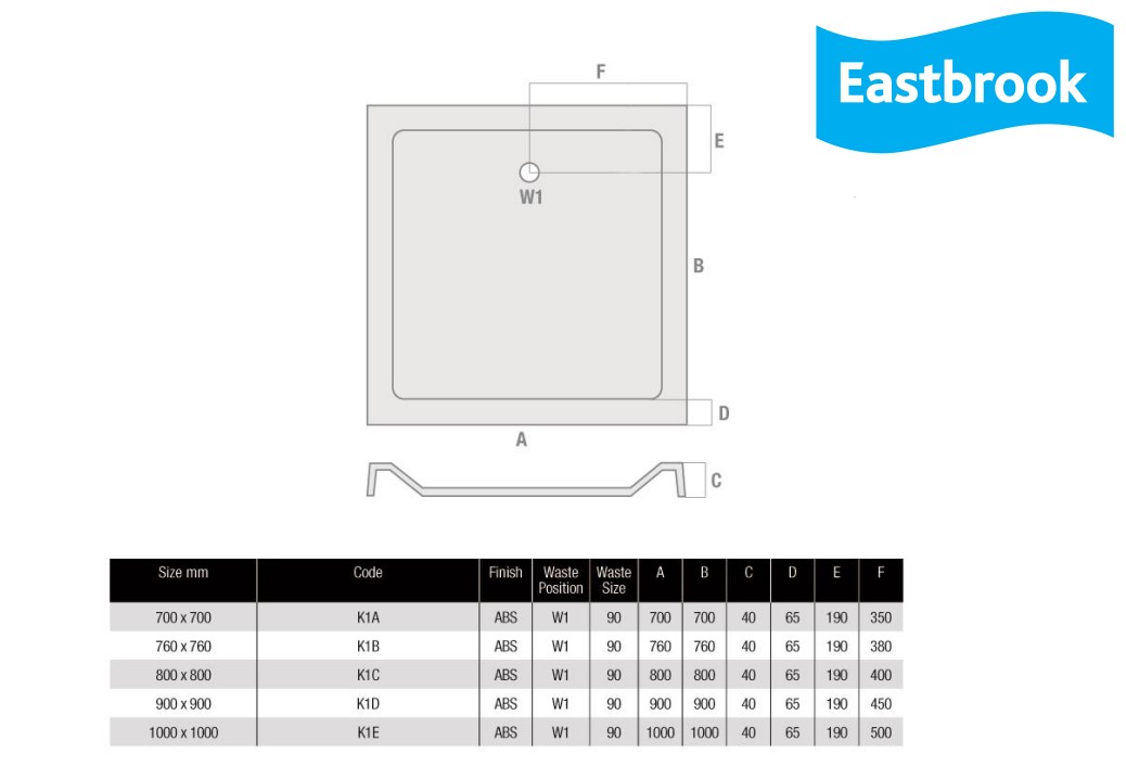 Eastbrook Volente douchebak 70x70cm composiet wit