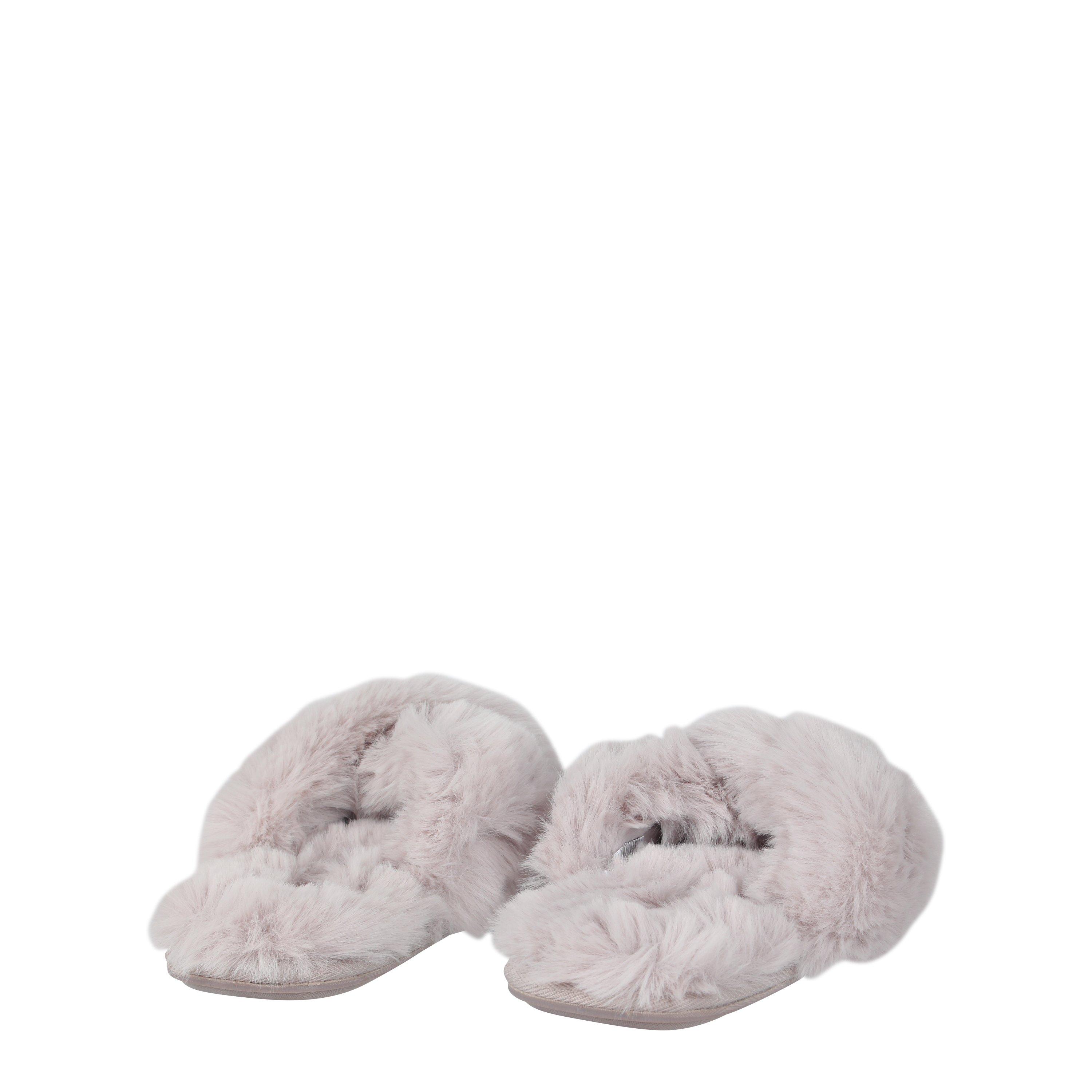 Jack Wills JW Fluffy Cross Strap Slippers