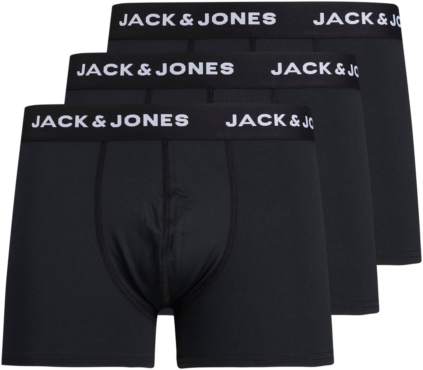Jack & Jones Boxershorts »JACBASE Microfiber mit Gummibund, perfekter Passform, im 3er-Pack«, 3 Stk. eng anliegend, Single Jersey, Polyester