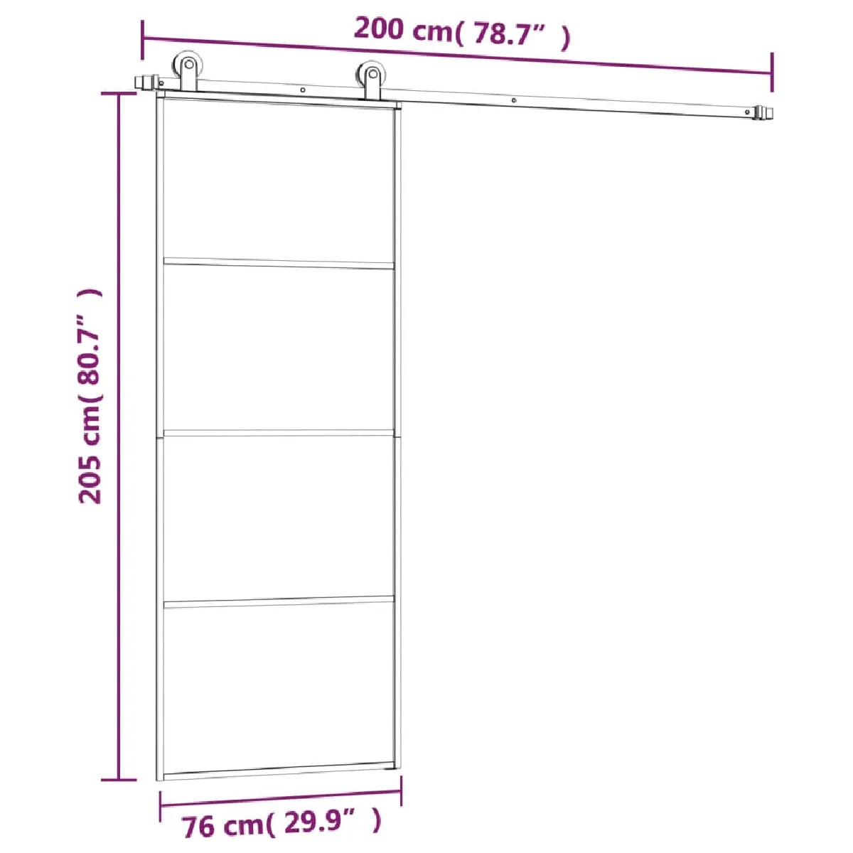 vidaXL 76x205 cm - Verre ESG