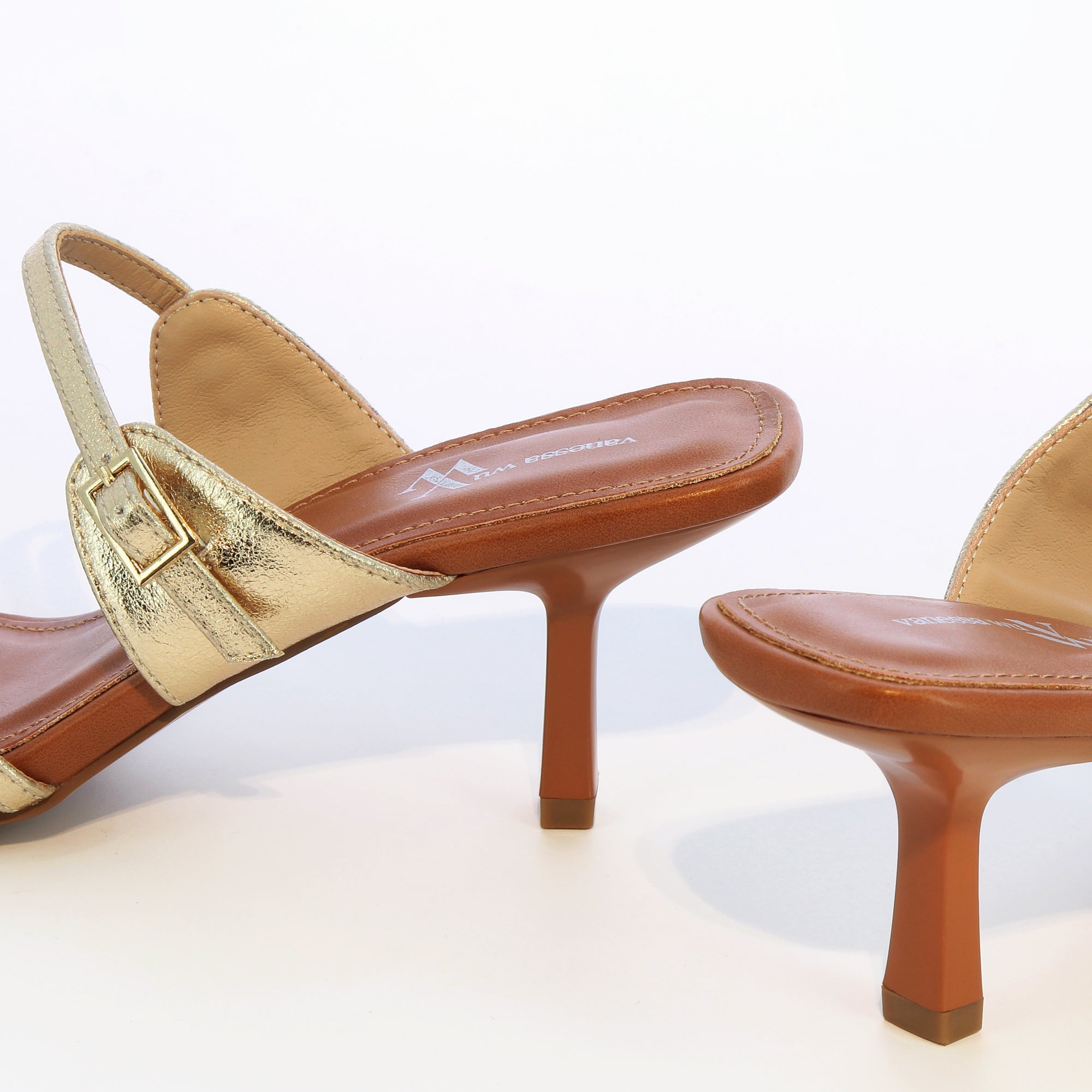 Sandales à talon, Compensées-Mules kitten heel Axelle or