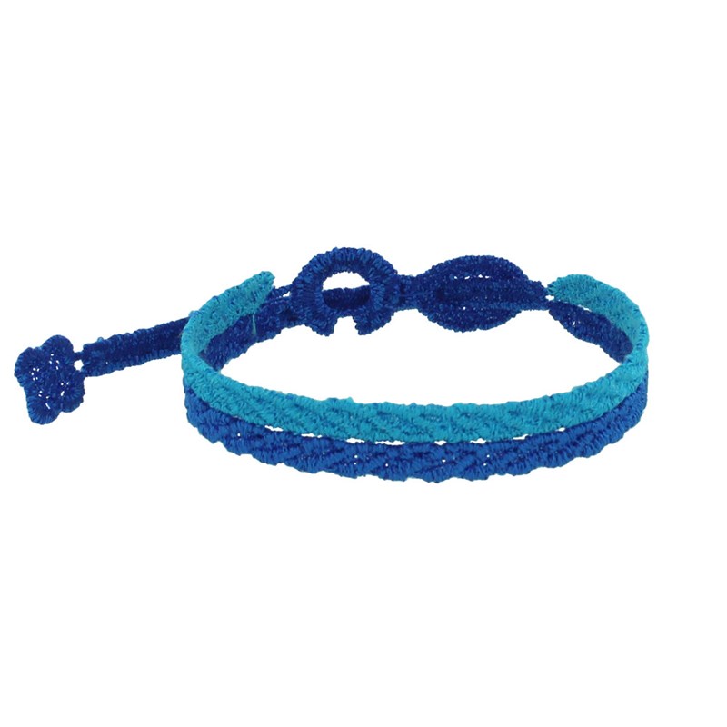 Cruciani Bracelet Homme Dentelle Prospérité Bicolore Bleu et Azur