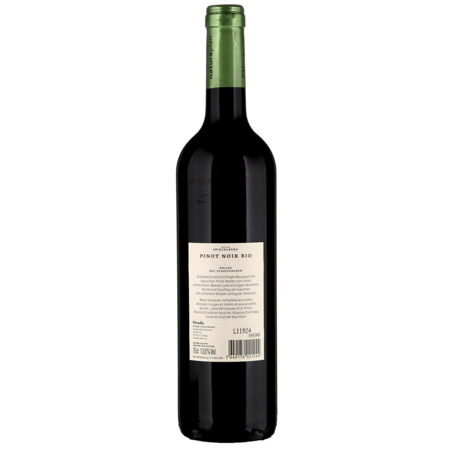 Naturaplan Bio Hallauer Pinot Noir Graf von Spiegelberg -75cl