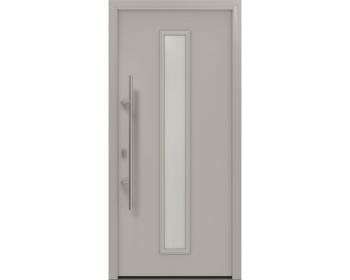 EcoStar ISOPRO IP 020 S voordeur, 1100 x 2100 mm, linksdraaiend, RAL 9006 wit aluminium mat, inclusief beslagset, RVS-greep, veiligheidsprofielcilinder met 5 sleutels