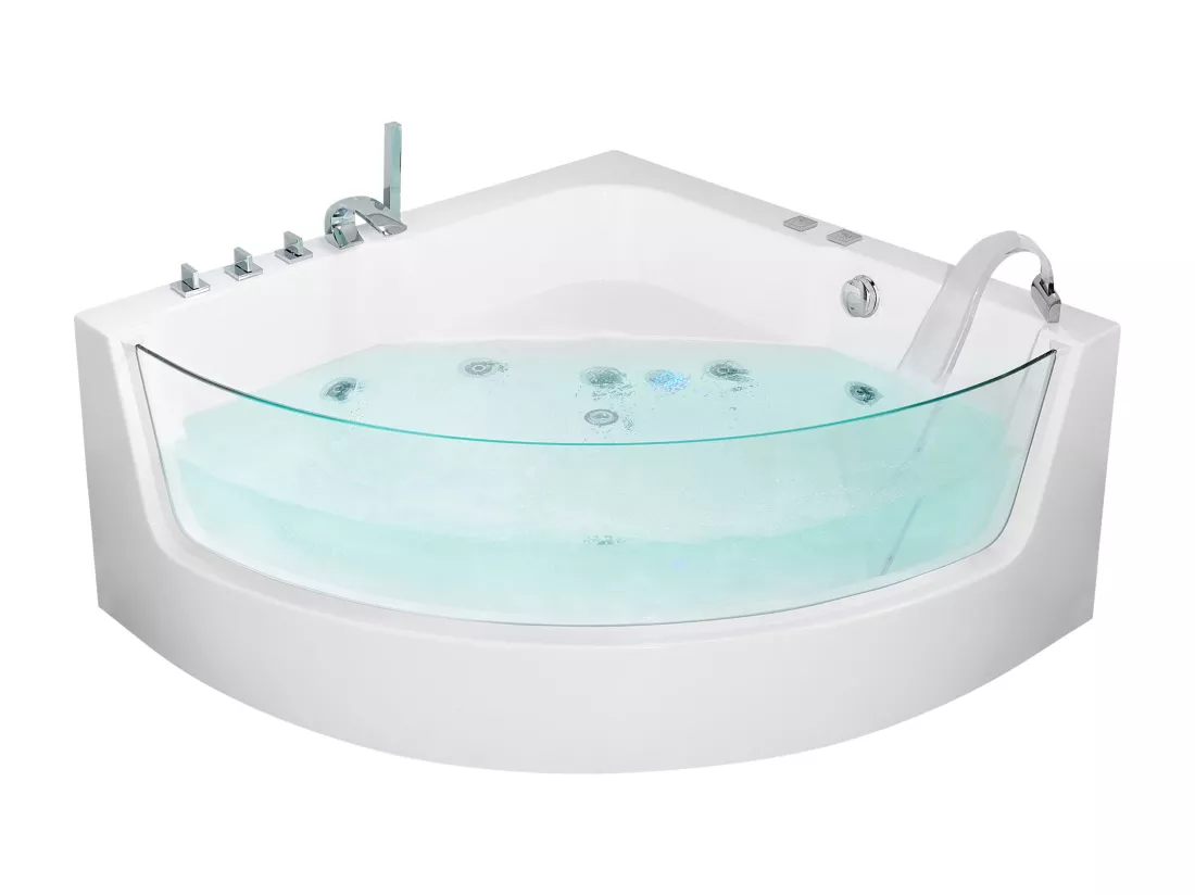Baignoire d'angle blanche 190 x 135 cm avec LED MARINA