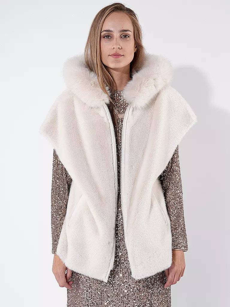 MARC CAIN Jacke in Felloptik  creme