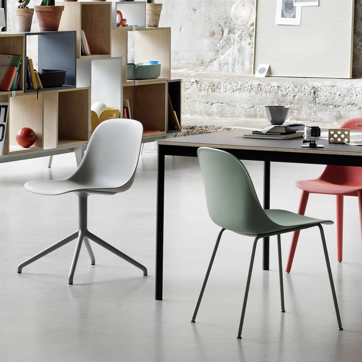 Muuto - Fiber Side Chair Tube Base, schwarz recycled